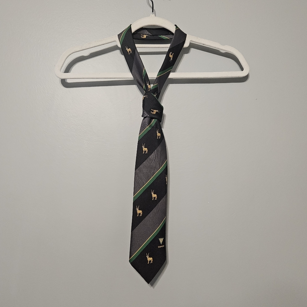 Clearance! Vintage Black and Gold Men's Tie with Green Accents